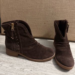 Latigo Anthropology Brown Lavender Zip Up Suede Leather Braided Studs Boots 10